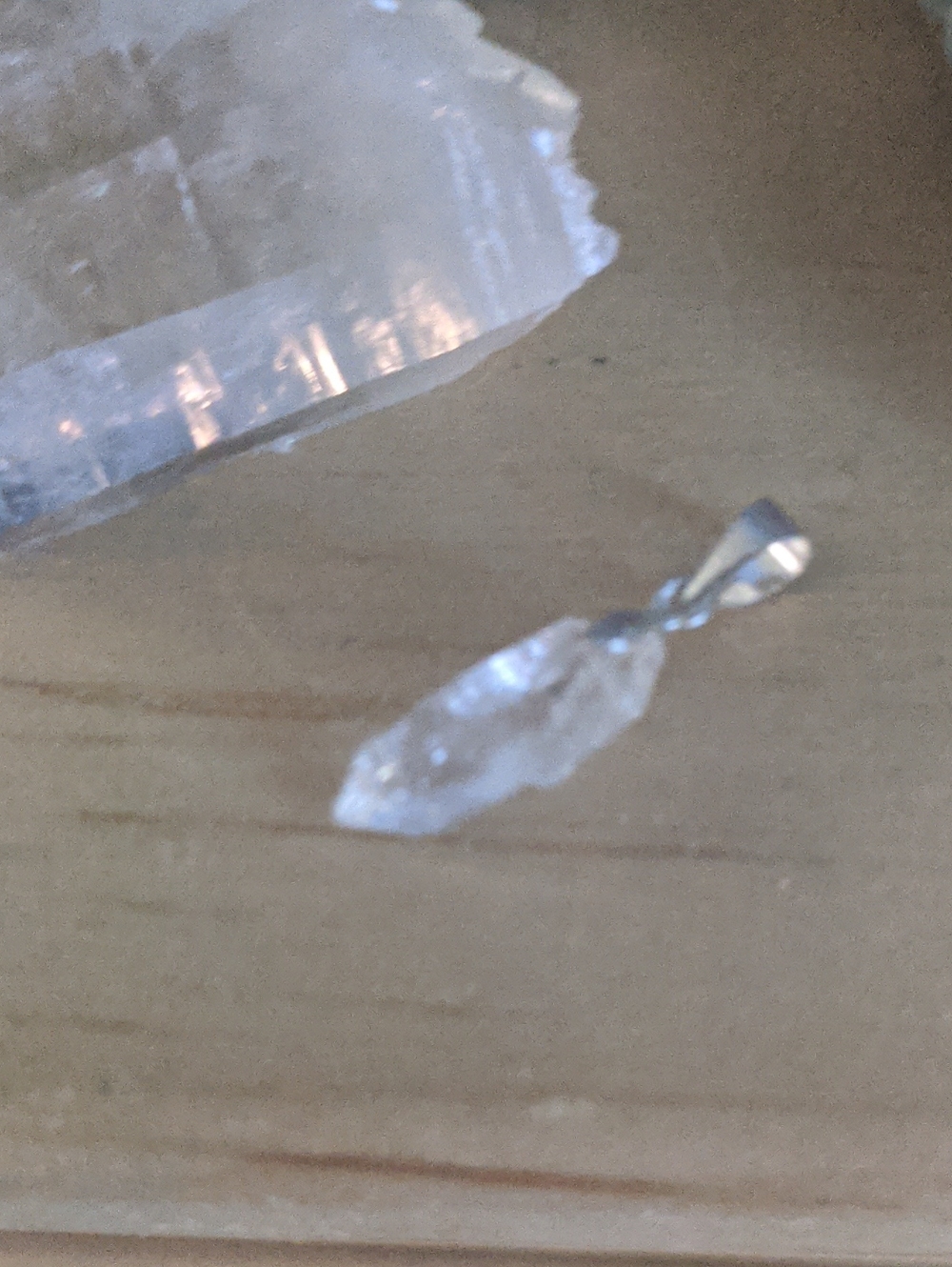 Tiny quartz diamond pendant
